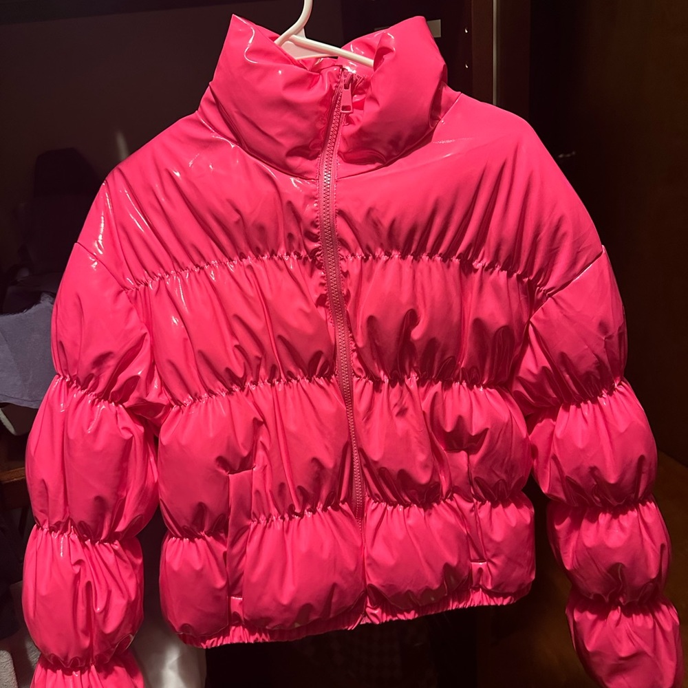 Pink puffer jacket XL new with tags